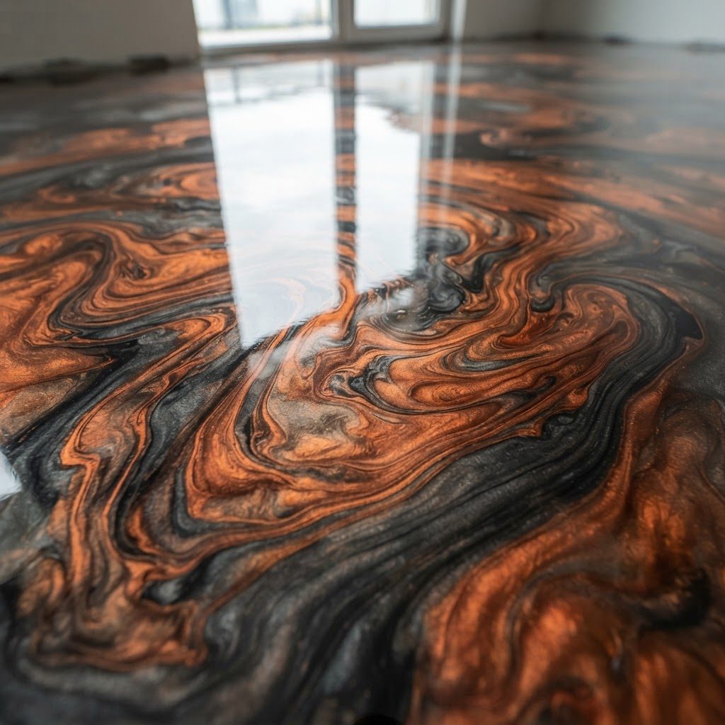 Copper metallic showroom pour